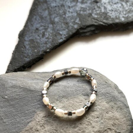 AntracytArt Pierścionek Pearls 6oPE01